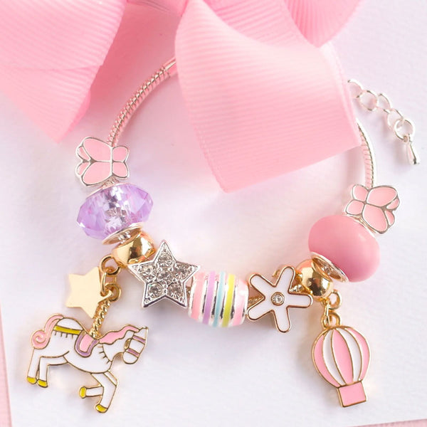 Pink Poppy Unicorn Letters & Charm Bracelet