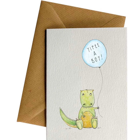 Yipee A Boy Card Yellow Zebra