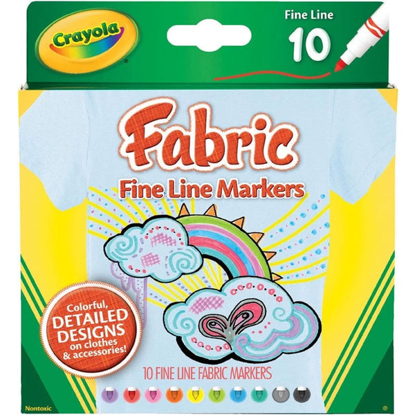 Crayola Fabric Fine Line Markers 10 Pack Yellow Zebra