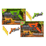 6 Piece Pixilated Gun with Soft 5 Bullets - Assorted Colours