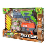 11 Piece Pixilated Gun Set with Soft Bullets & Targets - Assorted Colours