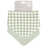 All 4 Ella - Reversible Bandana Bibs 2 Pack - Gingham Sage