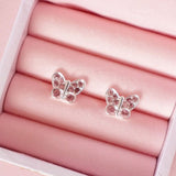 Lauren Hinkley - Pink Crystal Butterfly Earrings - In Trinket Box