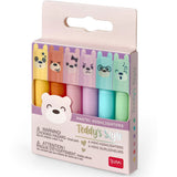 Legami - Set of 6 Mini Pastel Highlighters - Teddy's Style