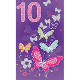 Age 10 Butterflies - Female Birthday Card