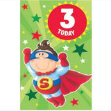 Age 3 Today Super Hero Birthday Card