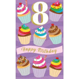 Age 8 Happy Birthday Cupcake Card