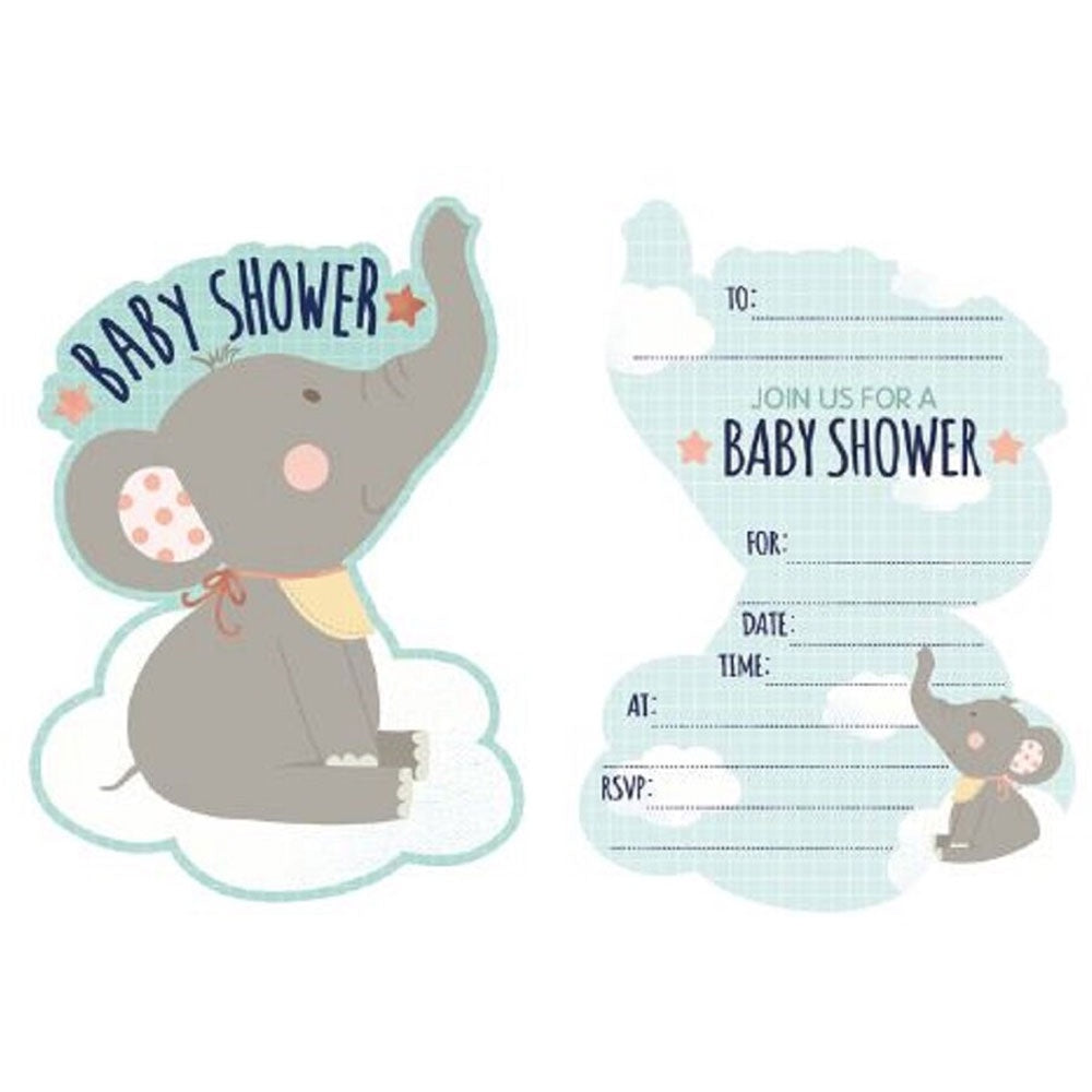 Baby Shower Invitations - Elephant - 8 Pack