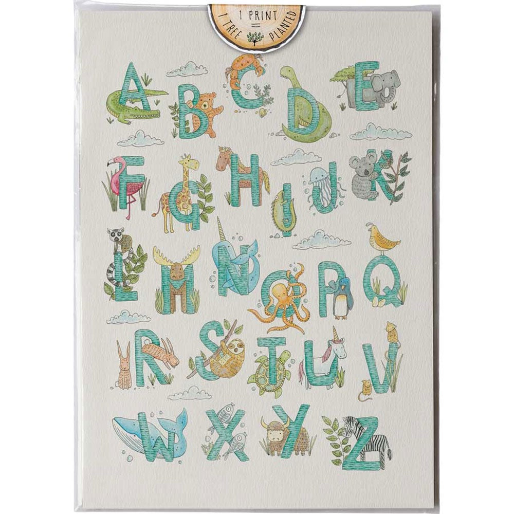 Art Print A3 - Kids Alphabet – Yellow Zebra