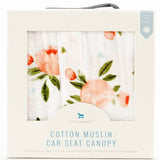 Muslin Car Seat Canopy - Water Colour Roses