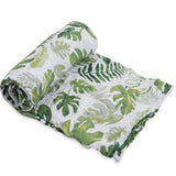 Single Cotton Muslin Swaddle - Tropical Leaf