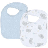 2 Pack Cotton Bibs - Mason/Blue Dots