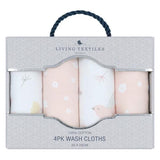 Living Textiles - 4 Pack Wash Cloths - Ava/Blush Floral