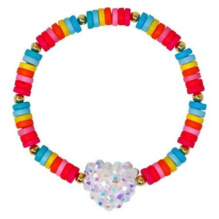 Pink Poppy - Rainbow Jewelled Heart Bracelet