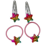 Rainbow Star Sparkly Hair Accessories Set