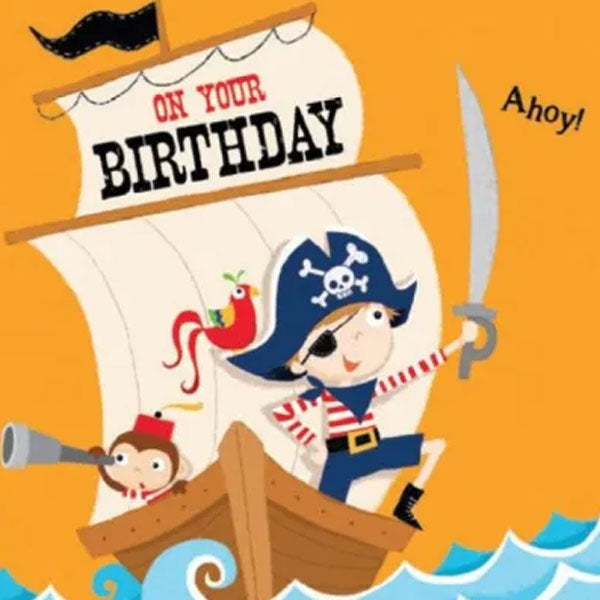 Ahoy Pirate Ship Birthday Card